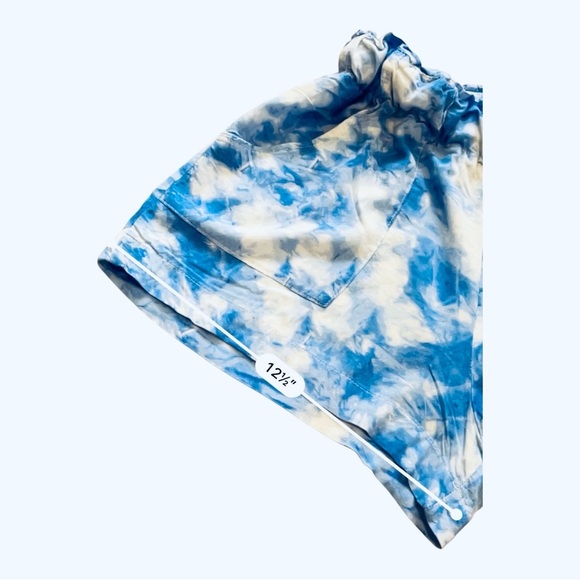 New Look casual sports blue white tie-dye Shorts Small elastic waist flowy soft - Picture 7 of 9